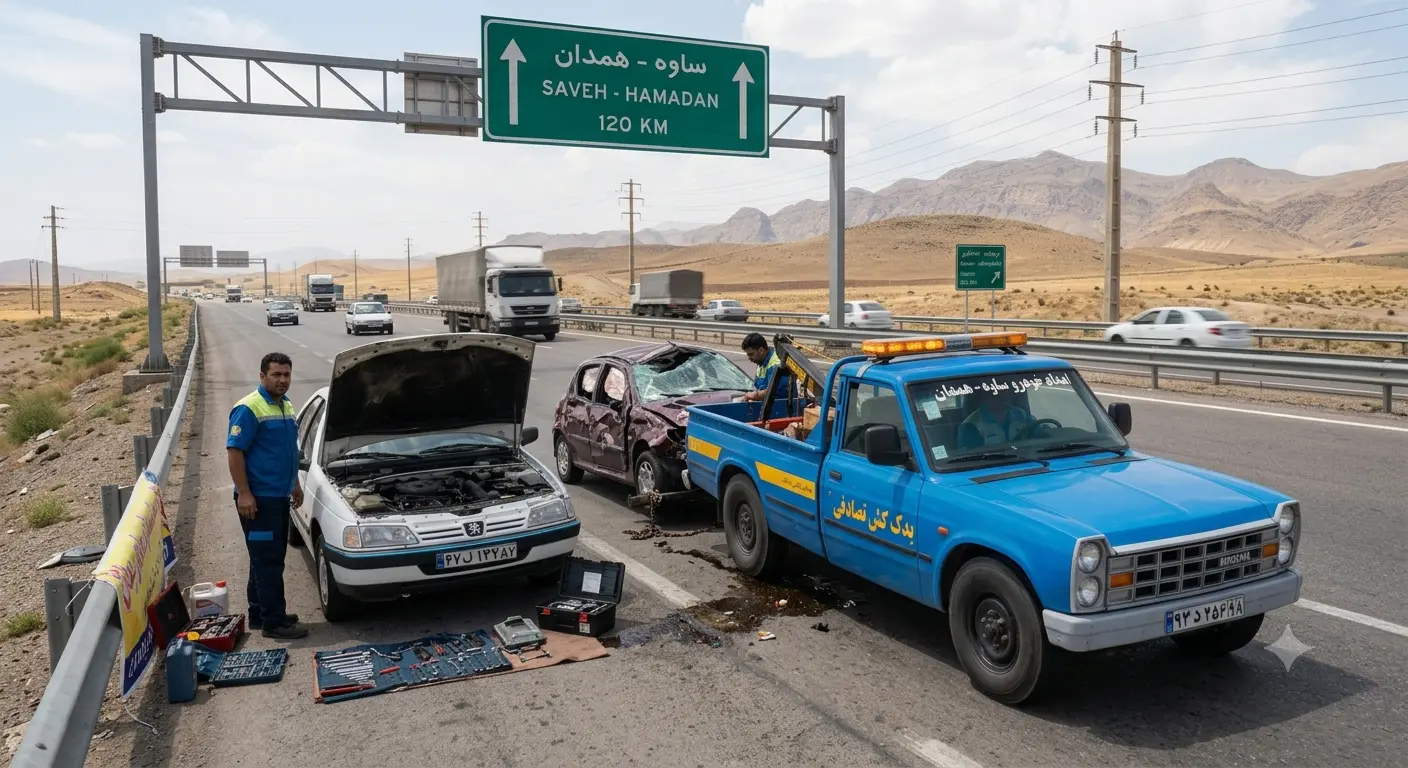 امداد خودرو اتوبان ساوه همدان