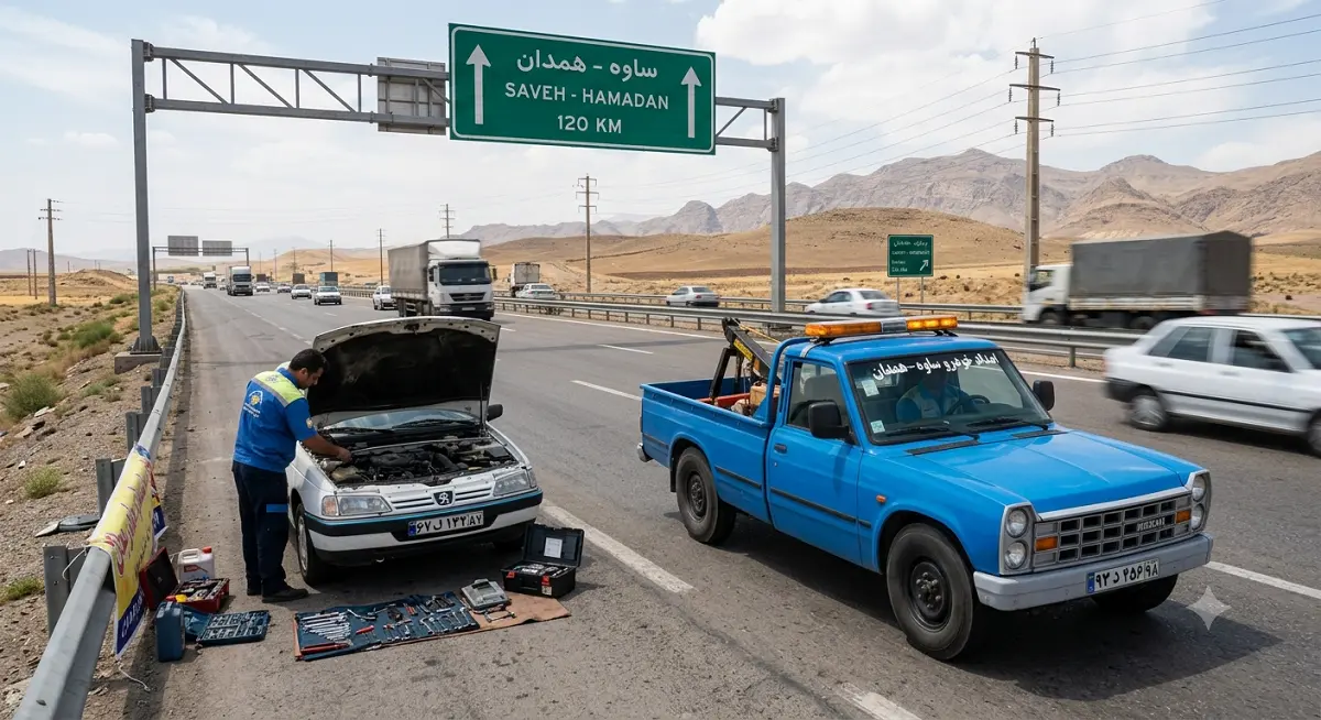 امداد خودرو اتوبان ساوه همدان